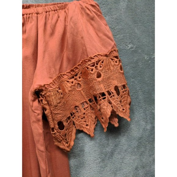 IRIS Women Summer Mini Dress 100% Rayon Off The Shoulder Peach US S(4-6) - Picture 8 of 13